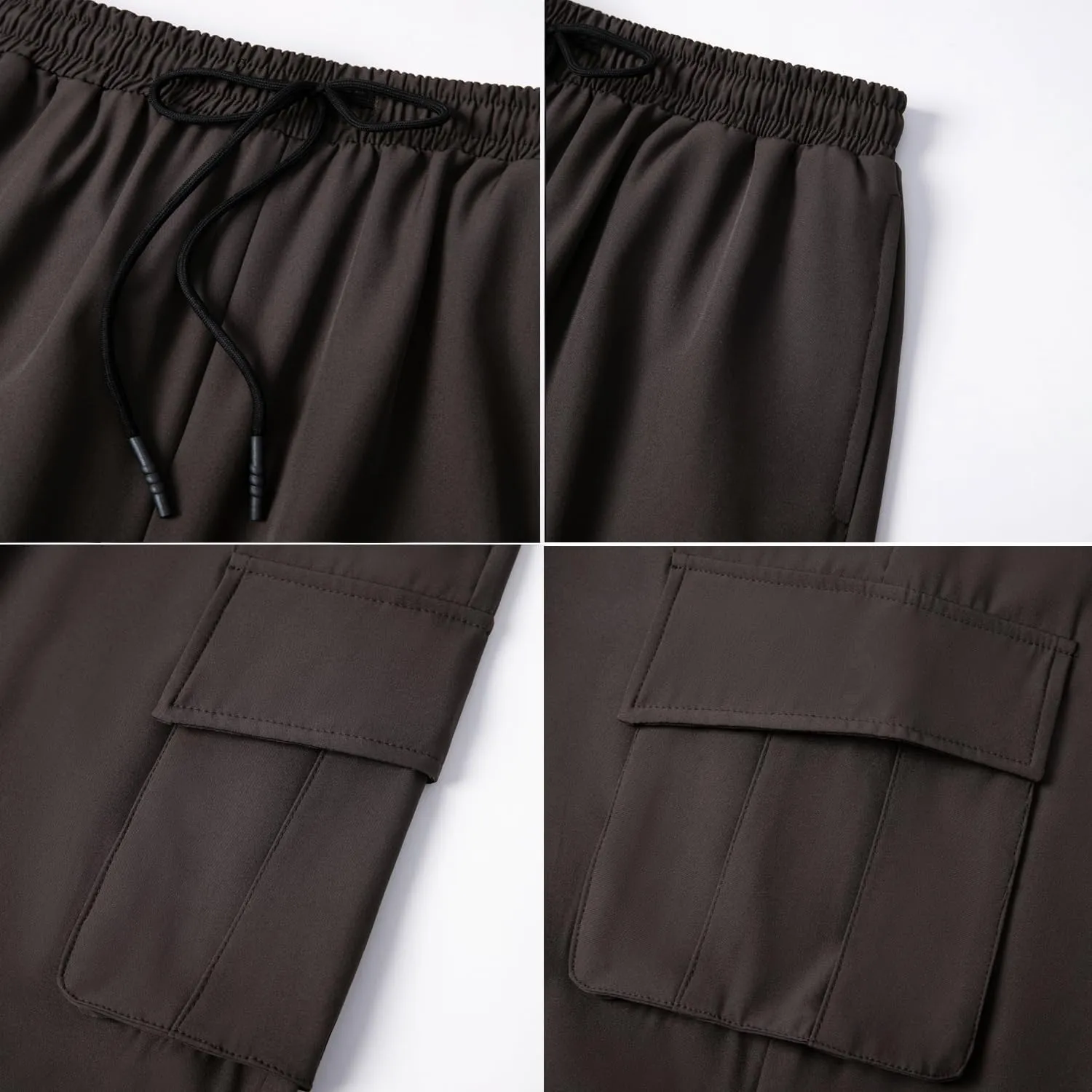 WZIKAI Men's Baggy Cargo Pants Elastic Waist Drawstring Parachute Cargo Pants Casual Joggers Hiking Pants with Pockets
