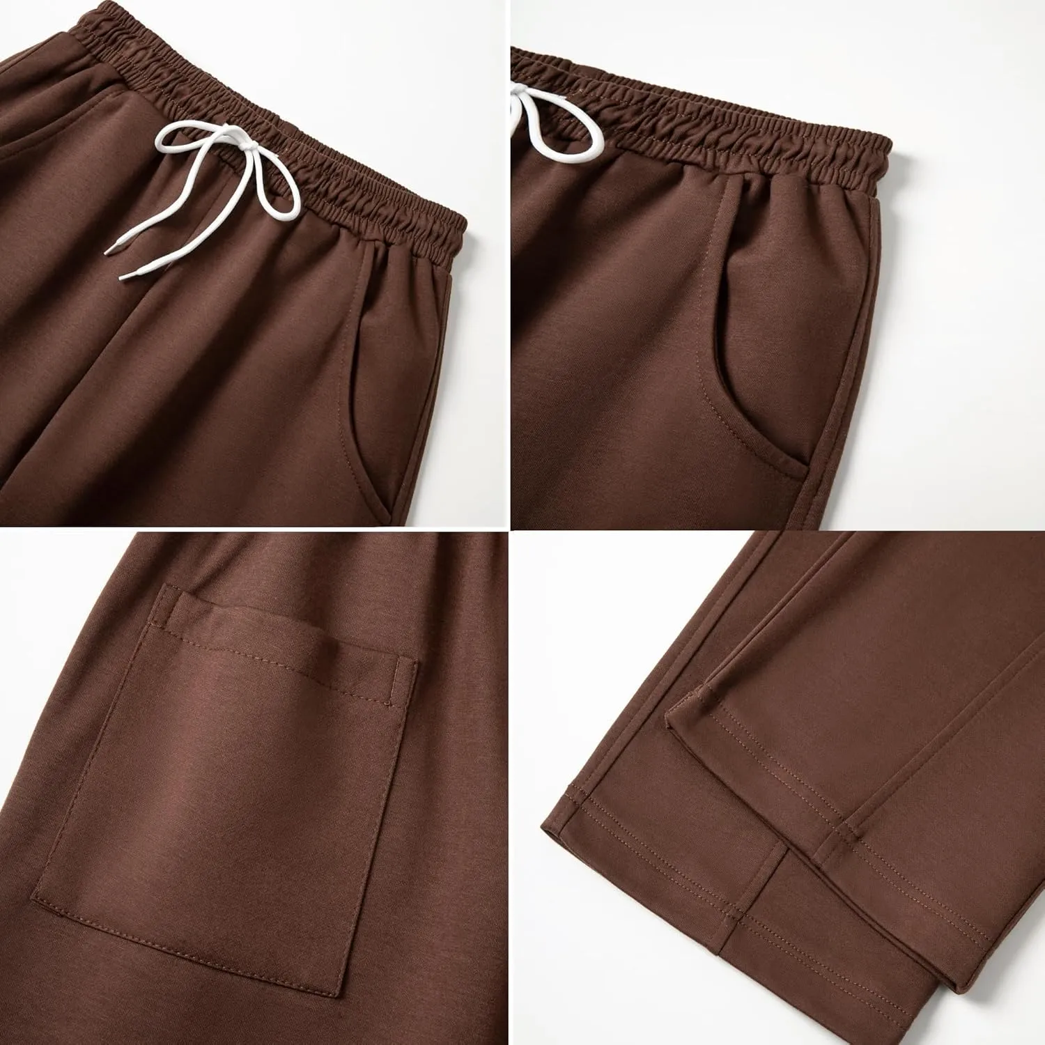 WZIKAI Men's Baggy Sweatpants Elastic Waist Drawstring Wide Leg Sweatpants Casual Loose Baggy Joggers with Pockets