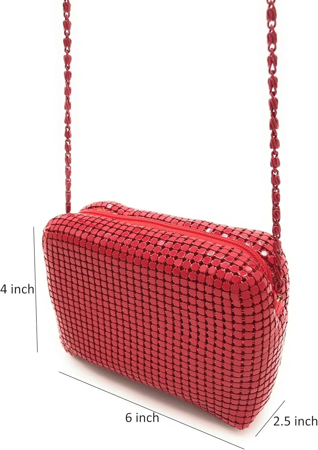 X-Small Women Metal Mesh Evening bag (Red)
