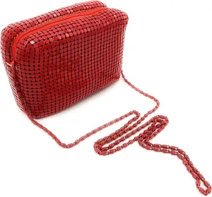 X-Small Women Metal Mesh Evening bag (Red)