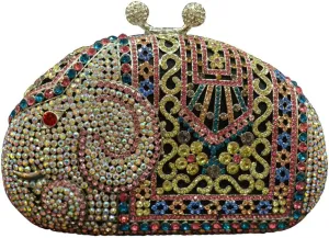 XXGJOALD-Ladies Evening-Bag Chain Rhinestone Wedding Clutch-Purse Luxury Handbag Purple Elephant
