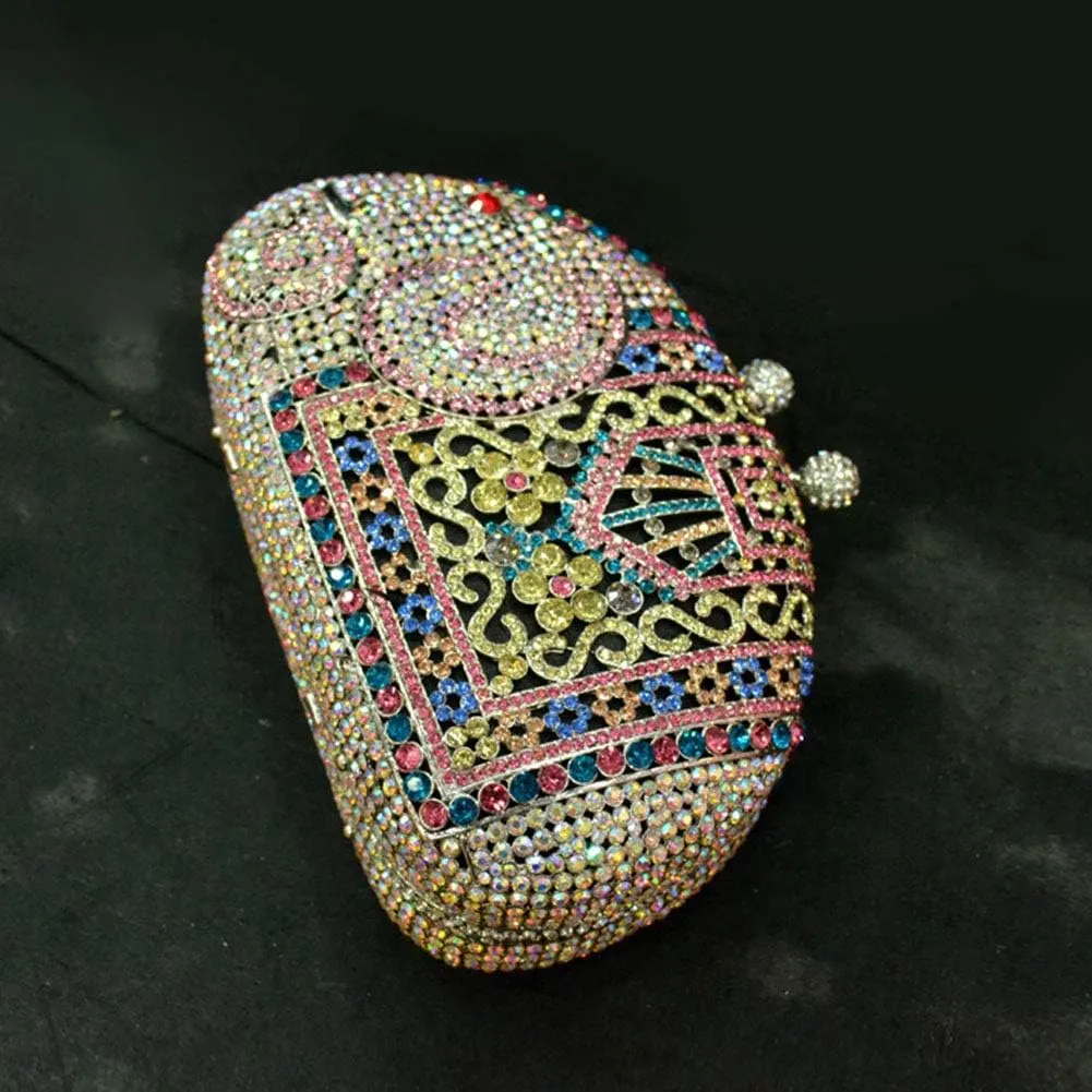 XXGJOALD-Ladies Evening-Bag Chain Rhinestone Wedding Clutch-Purse Luxury Handbag Purple Elephant