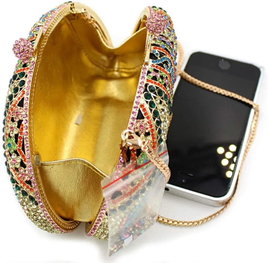 XXGJOALD-Ladies Evening-Bag Chain Rhinestone Wedding Clutch-Purse Luxury Handbag Purple Elephant