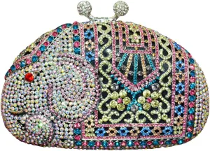 XXGJOALD-Ladies Evening-Bag Chain Rhinestone Wedding Clutch-Purse Luxury Handbag Purple Elephant