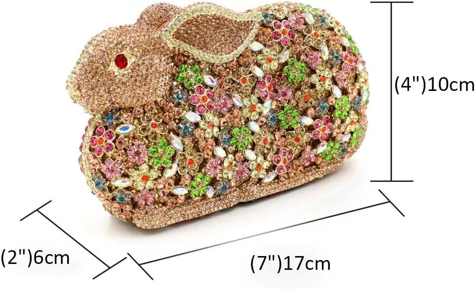 XXGJOALD-Womens Evening-Bag Chain Luxury Handbag Rhinestone Wedding Ladies Clutch-Purse Multi Rabbit