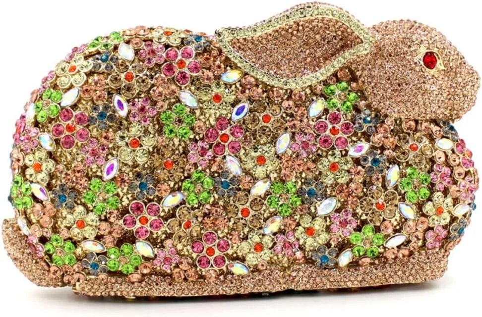 XXGJOALD-Womens Evening-Bag Chain Luxury Handbag Rhinestone Wedding Ladies Clutch-Purse Multi Rabbit