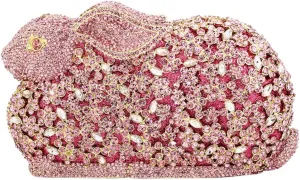 XXGJOALD-Womens Evening-Bag Chain Luxury Handbag Rhinestone Wedding Ladies Clutch-Purse Multi Rabbit