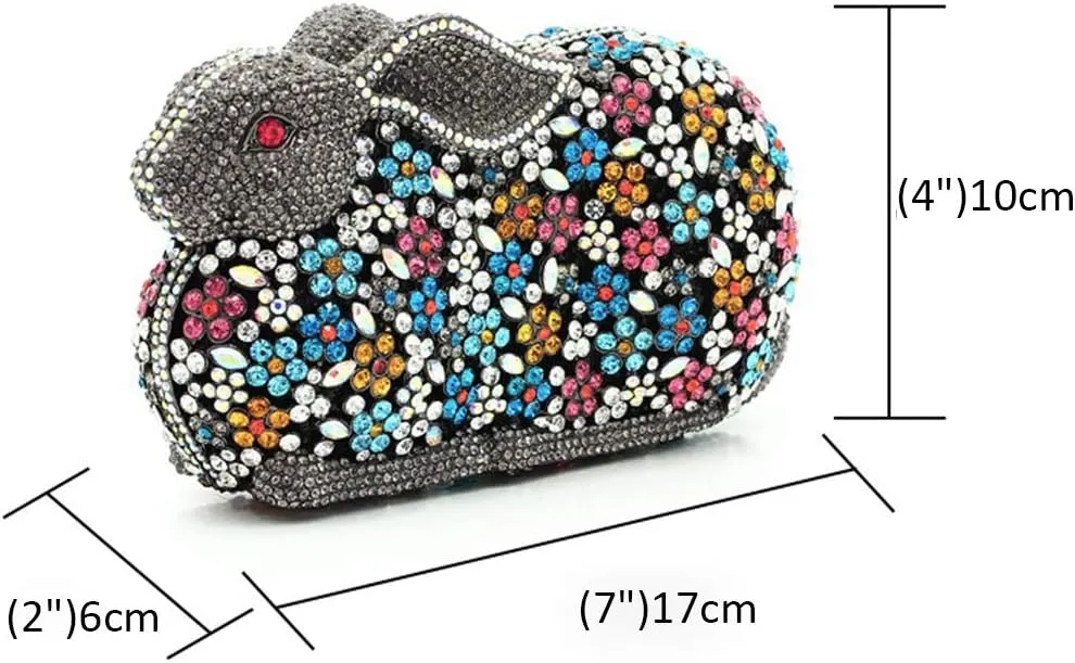XXGJOALD-Womens Evening-Bag Chain Luxury Handbag Rhinestone Wedding Ladies Clutch-Purse Multi Rabbit