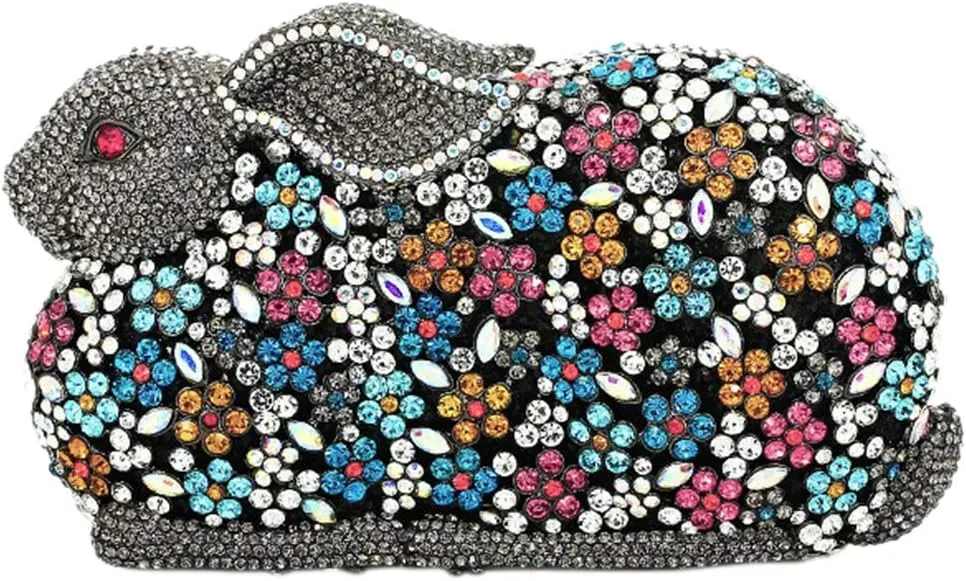 XXGJOALD-Womens Evening-Bag Chain Luxury Handbag Rhinestone Wedding Ladies Clutch-Purse Multi Rabbit