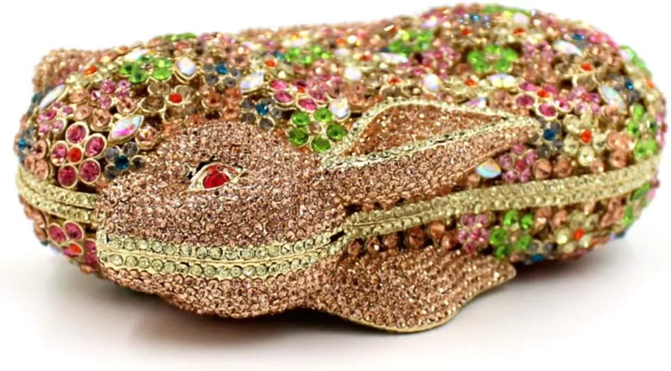 XXGJOALD-Womens Evening-Bag Chain Luxury Handbag Rhinestone Wedding Ladies Clutch-Purse Multi Rabbit