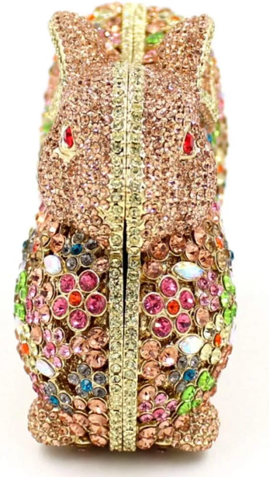 XXGJOALD-Womens Evening-Bag Chain Luxury Handbag Rhinestone Wedding Ladies Clutch-Purse Multi Rabbit