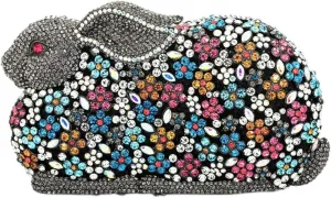 XXGJOALD-Womens Evening-Bag Chain Luxury Handbag Rhinestone Wedding Ladies Clutch-Purse Multi Rabbit