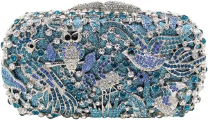XXGJOALD-Womens Shoulder Evening-Bag Chain Bridal Clutch-Purse Crystal Luxury Handbag Blue