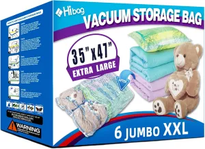 XXL Jumbo 47''X35'' Vacuum Storage Space Saver Bags Extra Large for Blanket, Bedding, Comforters and Huge Stuffed Toy (6 Pack)