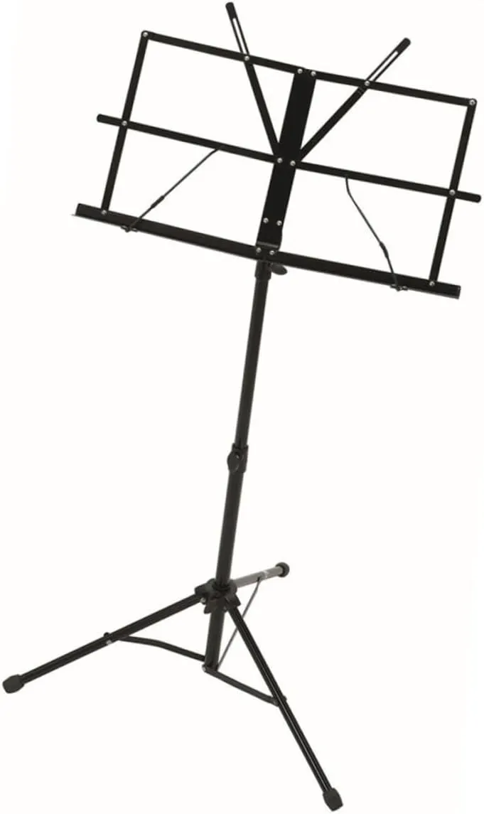 YARNOW Adjustable Folding Music Stand with Case Lightweight Compact Design for Instruments Black for Travel with Carrying Bag