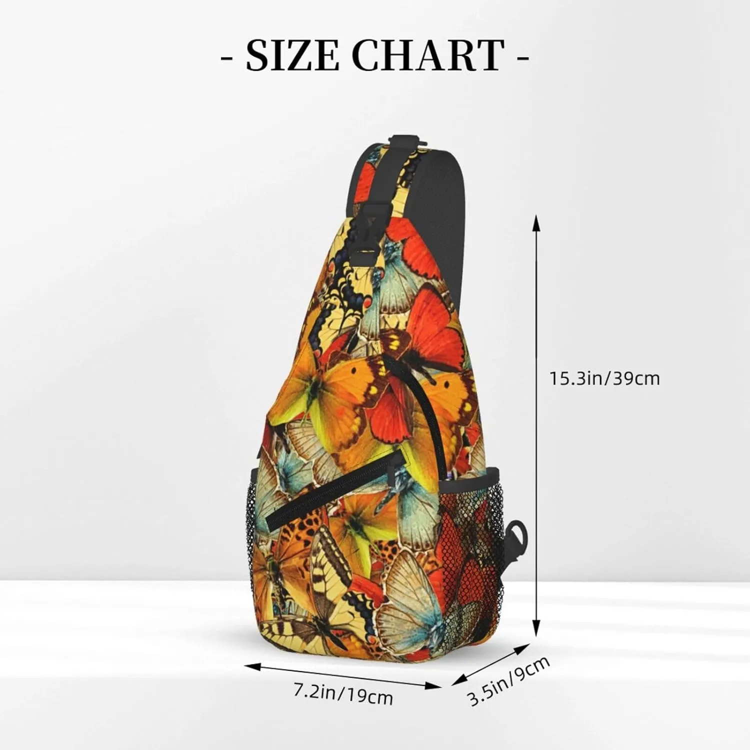 Yellow Butterflies Texture Tile Chest Sling Bag Crossbody Shoulder Backpack Bag Gym Cycling Daypack Travel Hiking Cross Bag