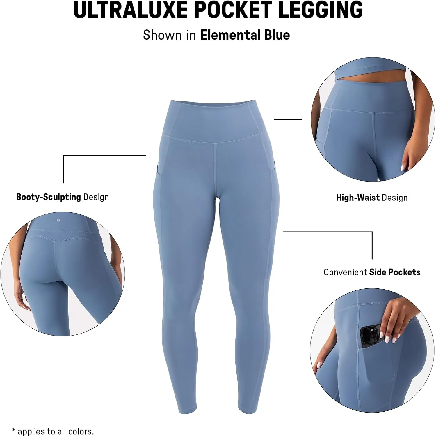 YITTY Active Women's Ultraluxe High-Waist Pocket Legging, Athleisure, 4-Way-Stretch