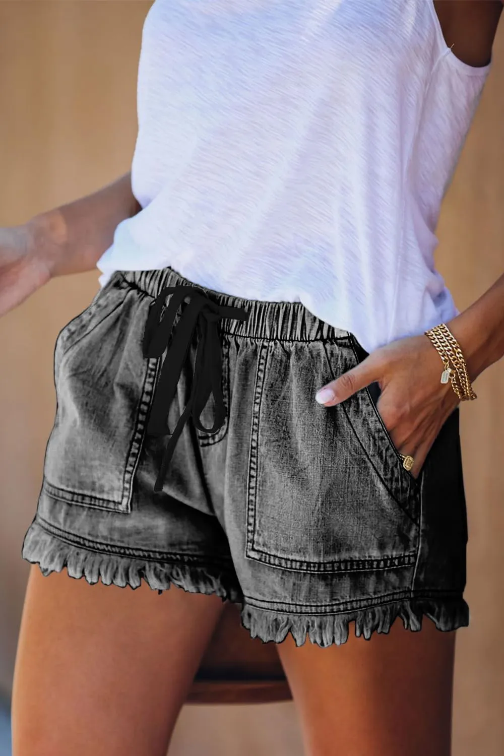YOCUR Womens Lightweight Shorts Casual Baggy Trendy Short Pants Elastic Waist Drawstring Comfy Shorts