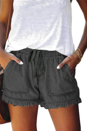 YOCUR Womens Lightweight Shorts Casual Baggy Trendy Short Pants Elastic Waist Drawstring Comfy Shorts