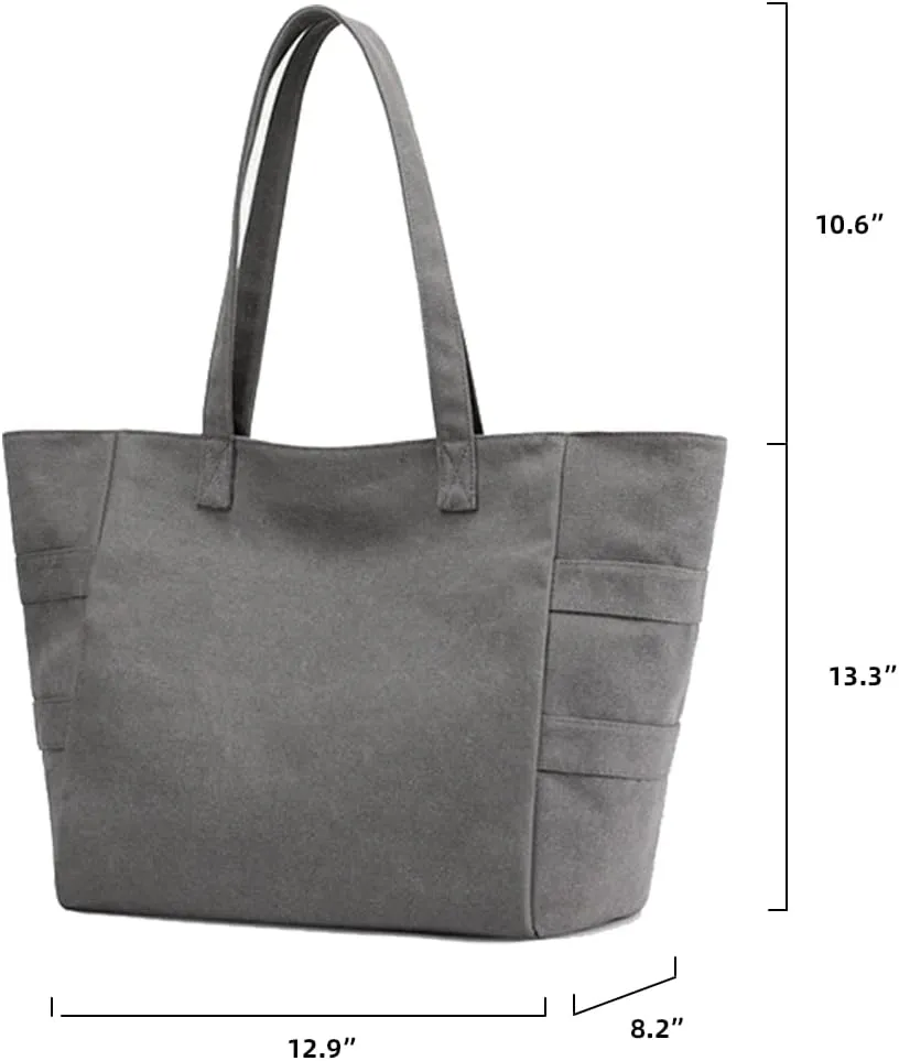 Yohora Canvas Shoulder Bag Large Capacity Cloth Hobo Handbag Tote Bag Retro Reusable Satchel Commuter Purse for Women Work