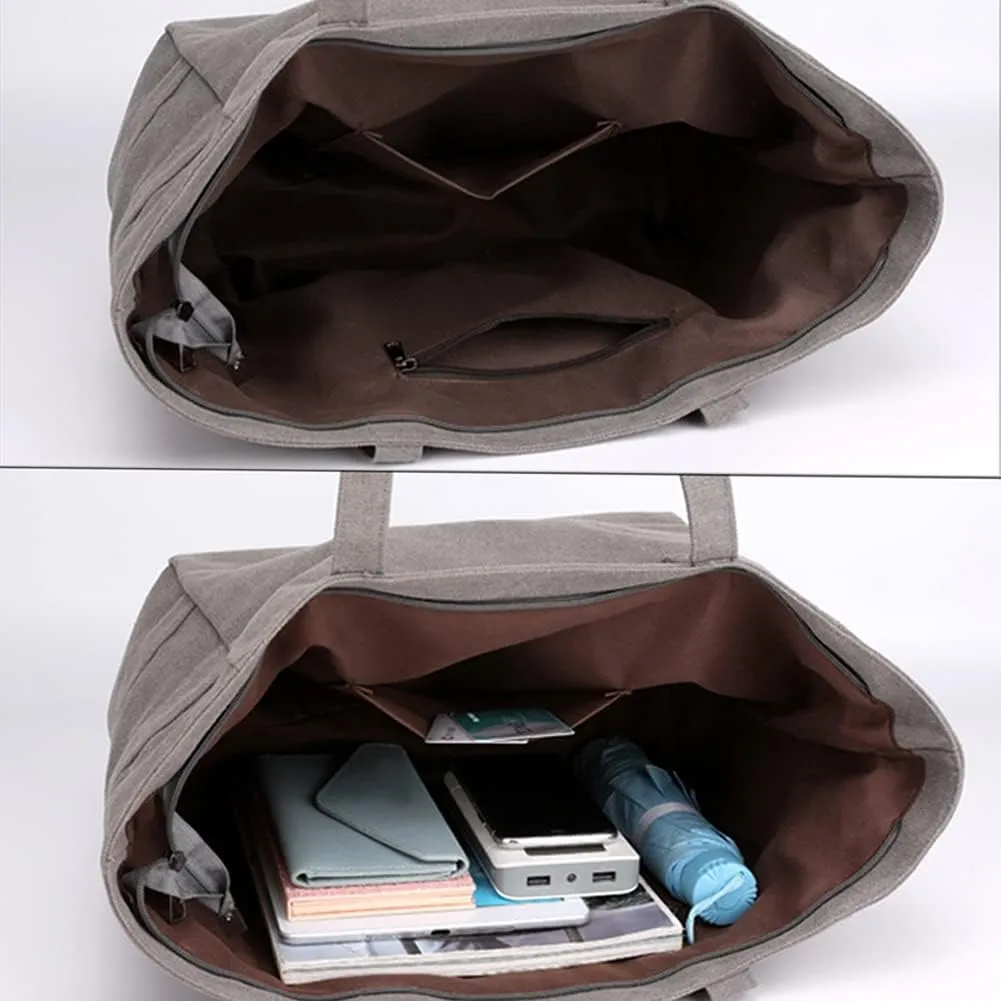 Yohora Canvas Shoulder Bag Large Capacity Cloth Hobo Handbag Tote Bag Retro Reusable Satchel Commuter Purse for Women Work