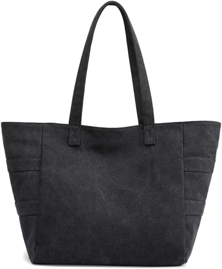 Yohora Canvas Shoulder Bag Large Capacity Cloth Hobo Handbag Tote Bag Retro Reusable Satchel Commuter Purse for Women Work