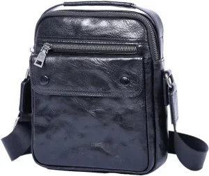 YOURNAME CSCDD Men's First Layer Cowhide Vertical Shoulder Bag Crossbody Bag Small Backpack