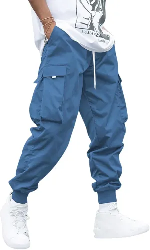 ZAFUL Men's Streetwear Cargo Pants with Flap Pockets & Drawstring Elastic Waist - Casual & Techwear Joggers