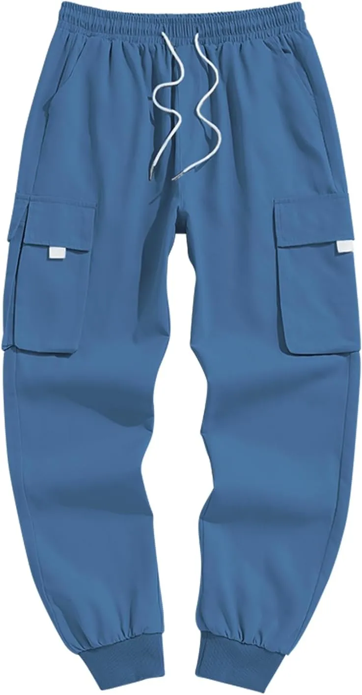 ZAFUL Men's Streetwear Cargo Pants with Flap Pockets & Drawstring Elastic Waist - Casual & Techwear Joggers