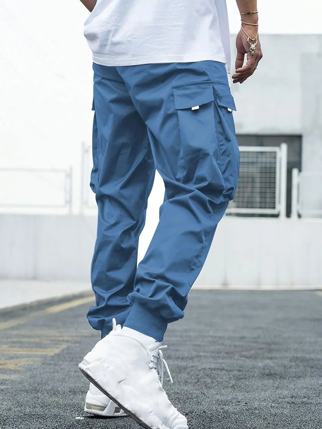 ZAFUL Men's Streetwear Cargo Pants with Flap Pockets & Drawstring Elastic Waist - Casual & Techwear Joggers