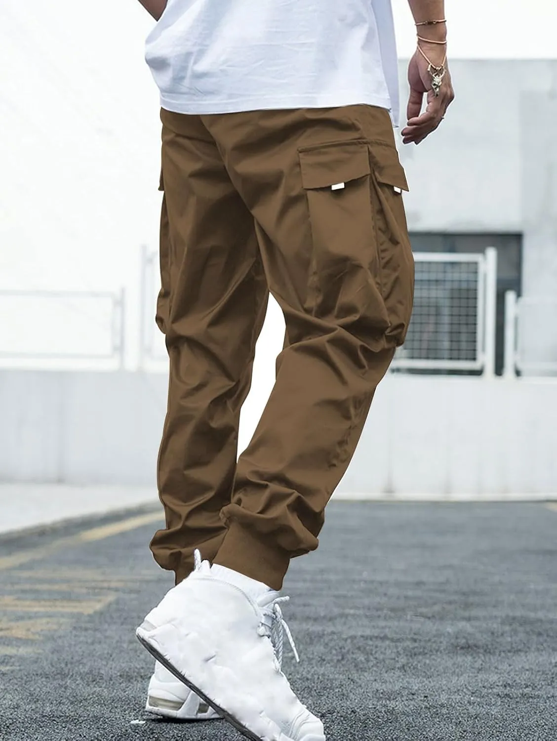 ZAFUL Men's Streetwear Cargo Pants with Flap Pockets & Drawstring Elastic Waist - Casual & Techwear Joggers