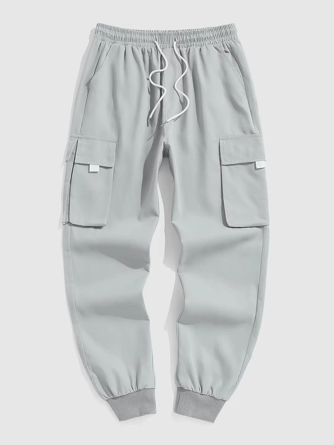 ZAFUL Men's Streetwear Cargo Pants with Flap Pockets & Drawstring Elastic Waist - Casual & Techwear Joggers