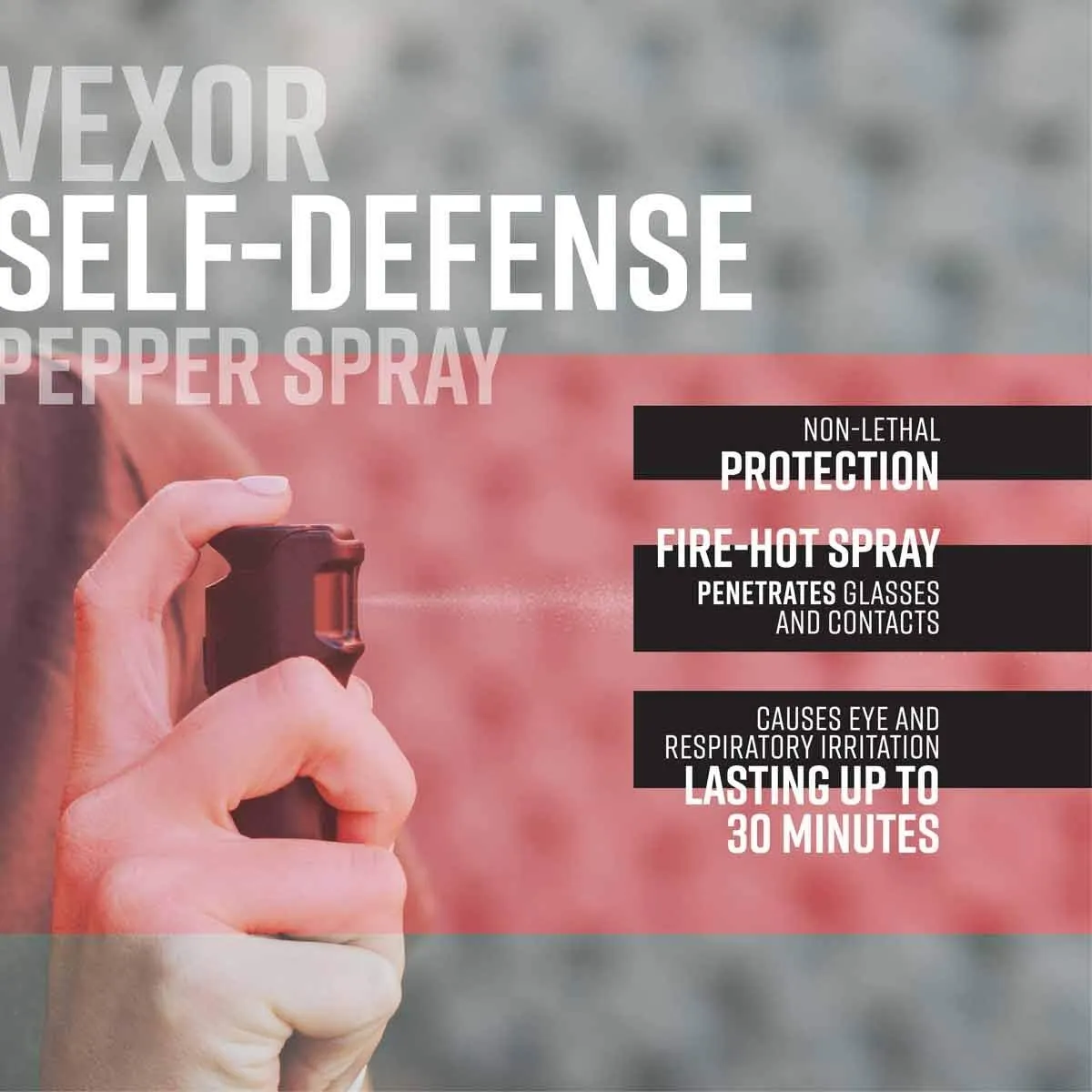 Zarc VEXOR Safety Kit Black Pepper Spray Police Strength with Black Self Defense Safety 130db Siren-Alarm with LED Light