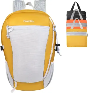 Zavothy 30L Ultra Lightweight Packable Daypack for Travel Small Mens Backpack Casual Fodable Hiking Backpack for Women (Yellow)