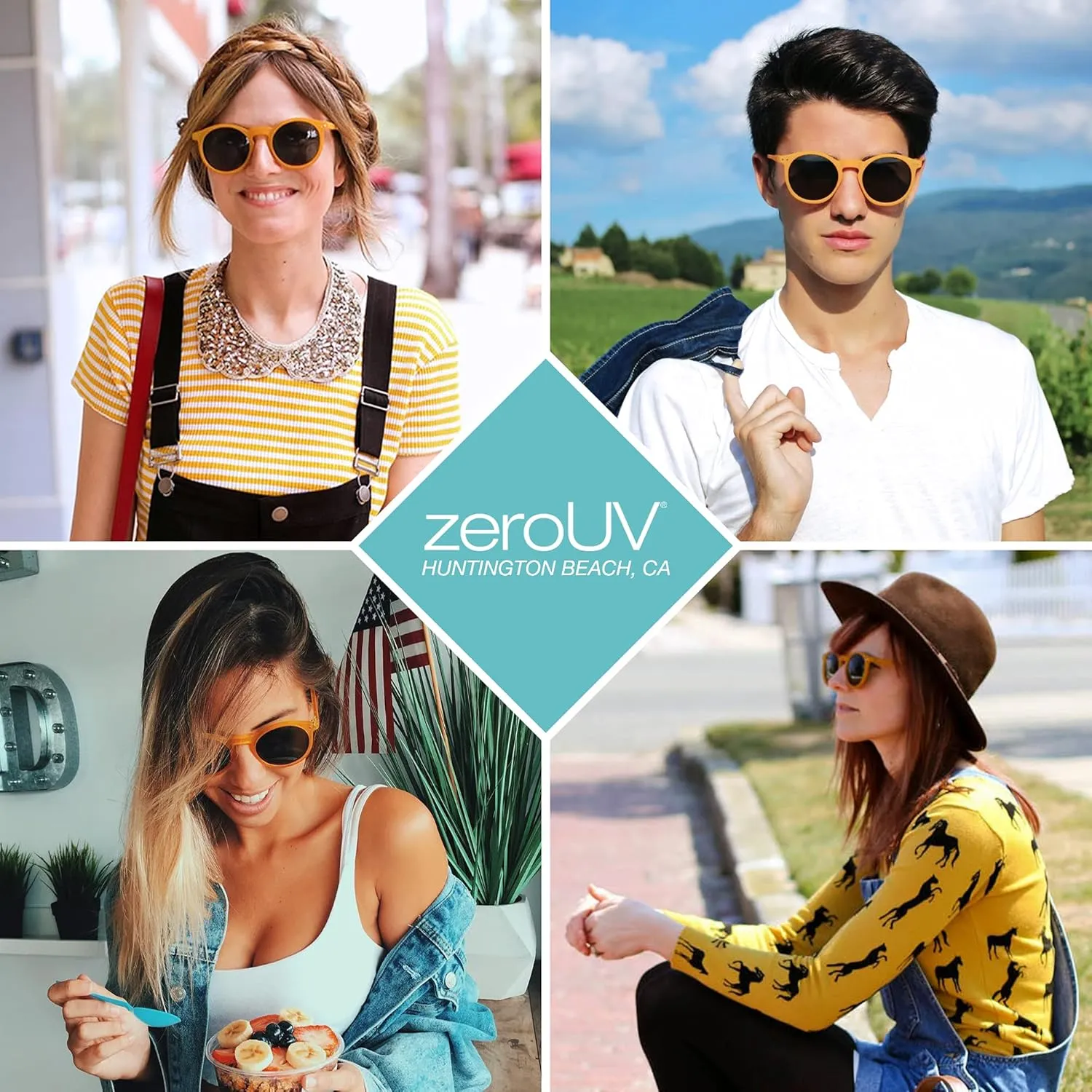 zeroUV - Vintage Retro Horn Rimmed Round Circle Sunglasses with P3 Keyhole Bridge