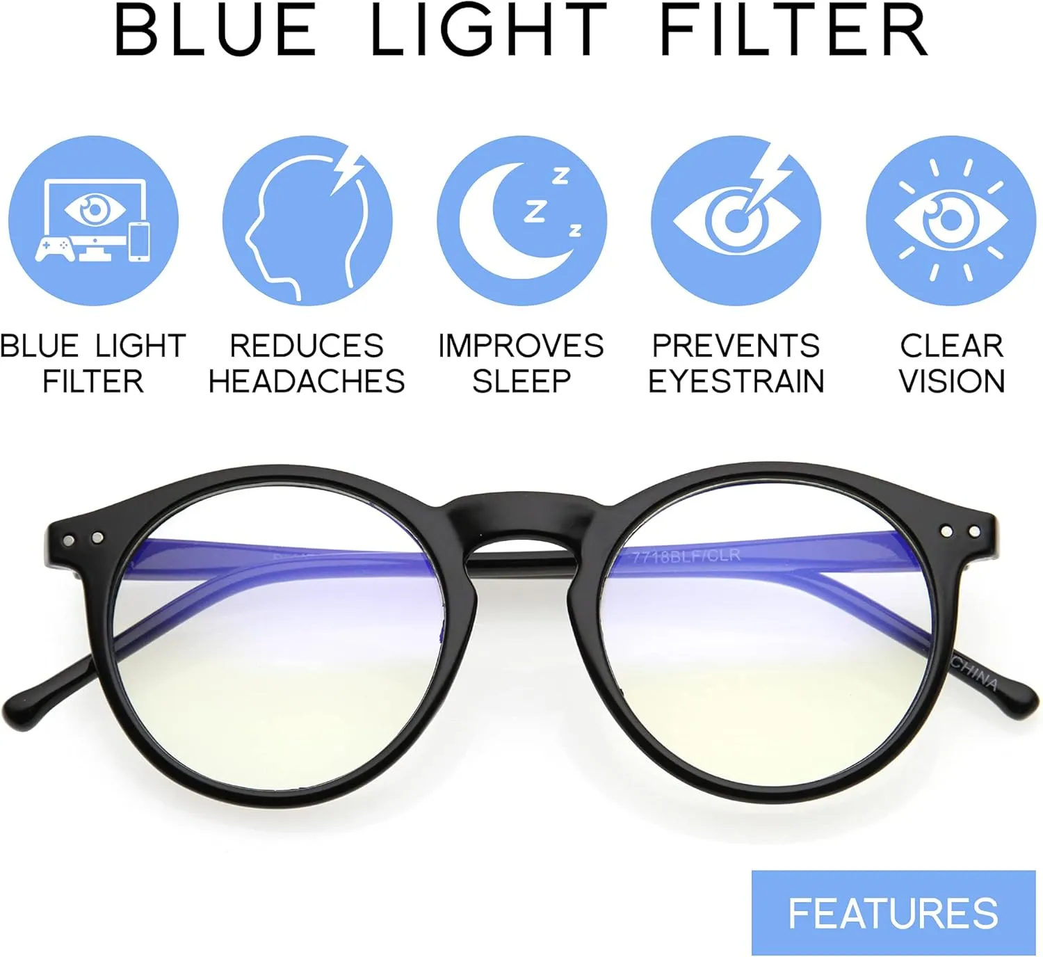 zeroUV - Vintage Retro Horn Rimmed Round Circle Sunglasses with P3 Keyhole Bridge