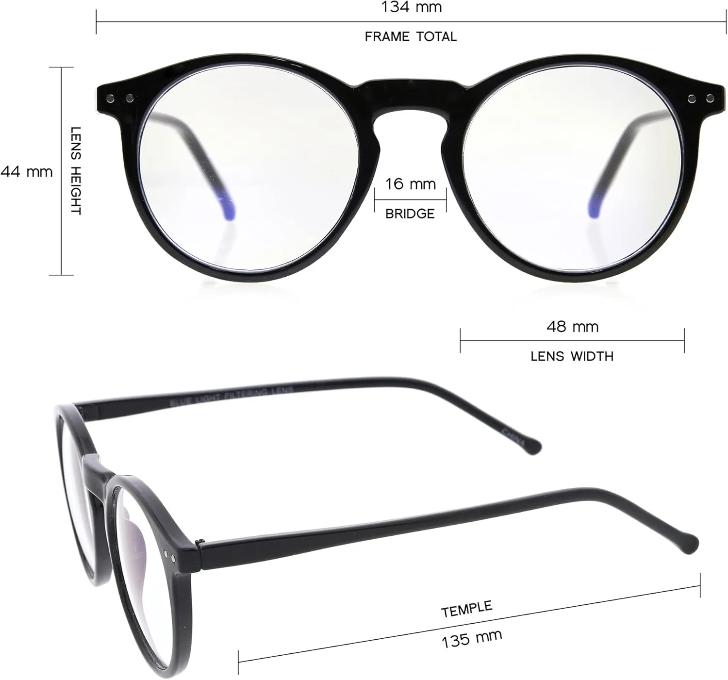 zeroUV - Vintage Retro Horn Rimmed Round Circle Sunglasses with P3 Keyhole Bridge