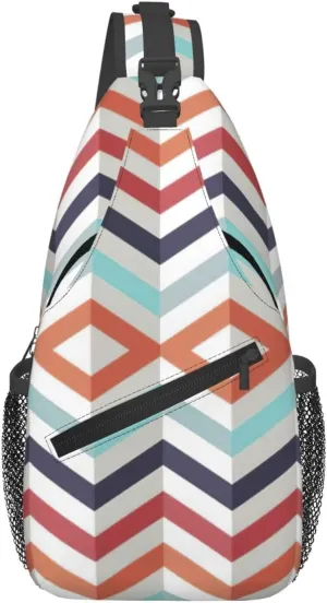Zig Zag Lines print Funny Sling Backpack Unisex Crossbody Shoulder Chest Bag Travel Hiking Daypack